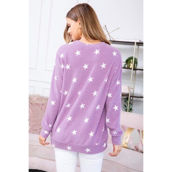 Star print cozy sweater purple - Picture 4 of 12